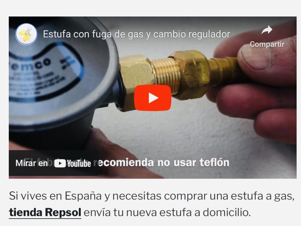 Fuga de gas en estufa o calentador a gas